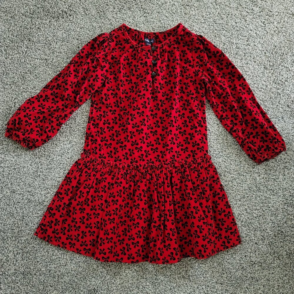 ***Baby Gap Girls Red Dress with Black Bows 4T***